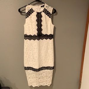 White and black dress with detailed lace